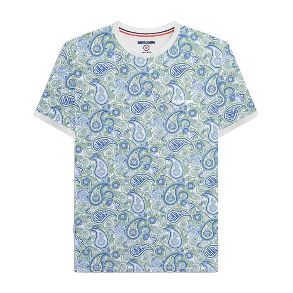 Lambretta Mens SS25 Paisley T-Shirt / Gray/Navy
